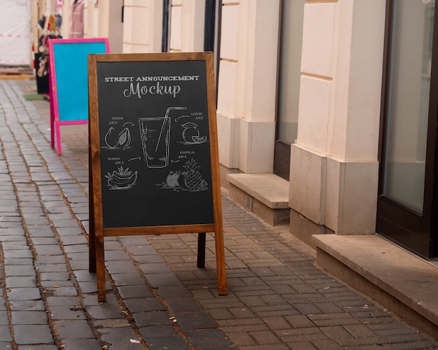 PSD restaurant outdoors promo blackboard mock-up