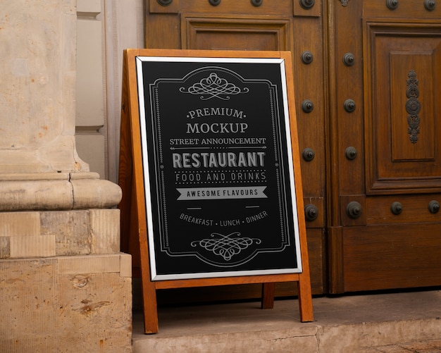 PSD restaurant outdoors promo blackboard mock-up