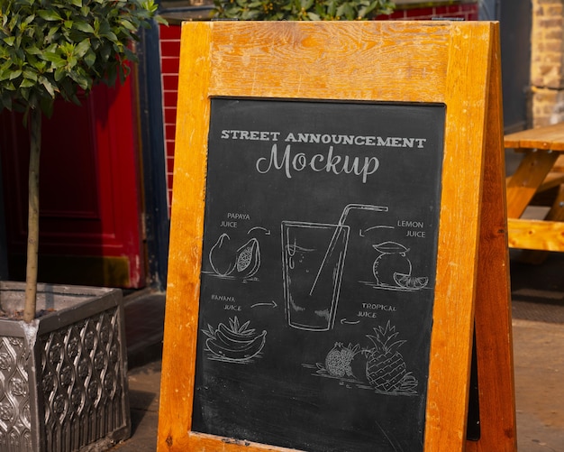 PSD restaurant outdoors promo blackboard mock-up