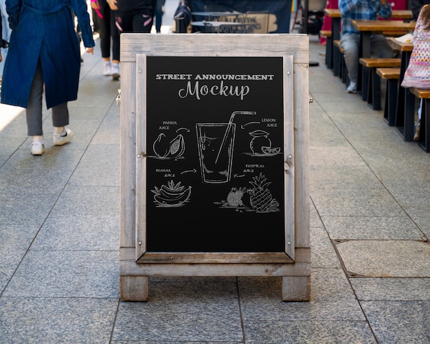 PSD restaurant outdoors promo blackboard mock-up