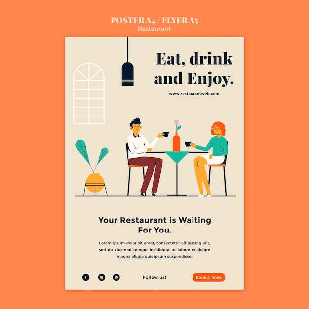 Restaurant poster or flyer colorful template