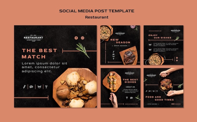 PSD restaurant promo social media postsjabloon