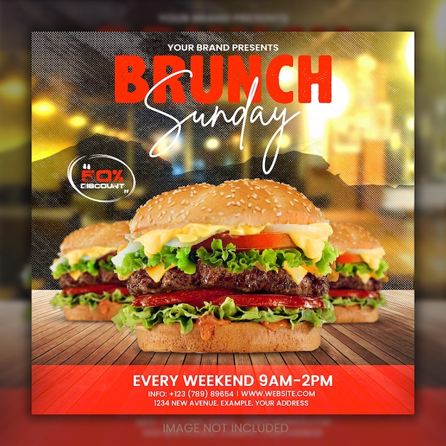 PSD restaurant social media post or square flyer design