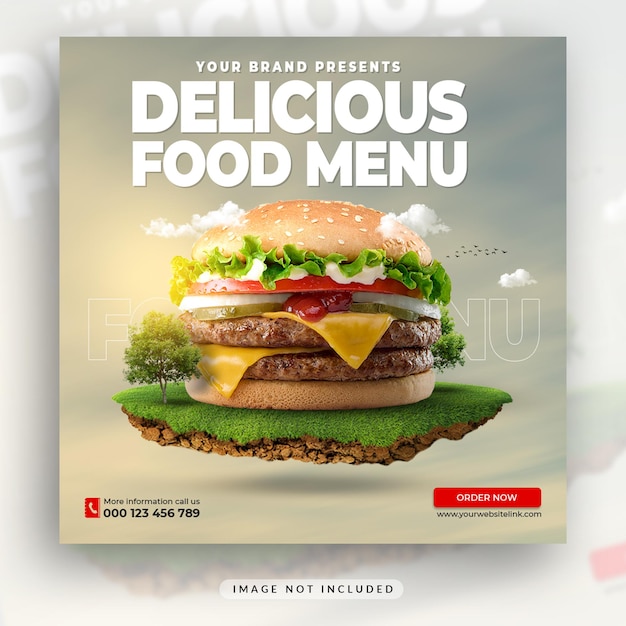 PSD restaurant social media post or web banner design