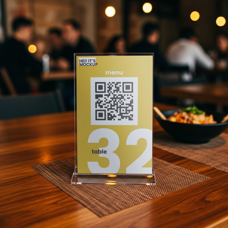 PSD restaurant table number with qr code menu