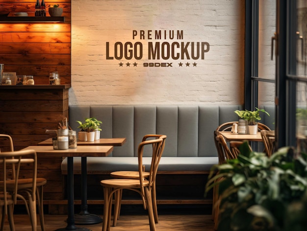 Mockup del logo del muro del ristorante psd