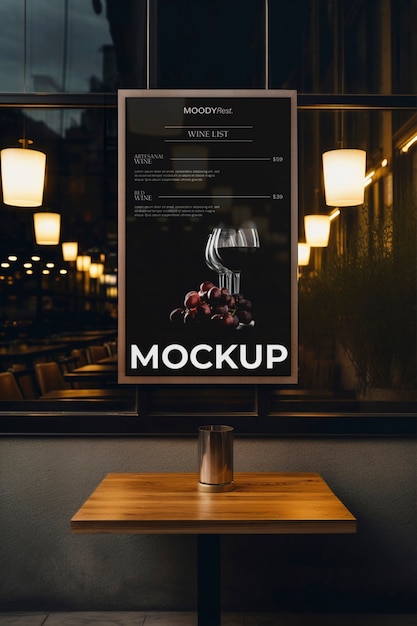 Restaurant wall poster mockup