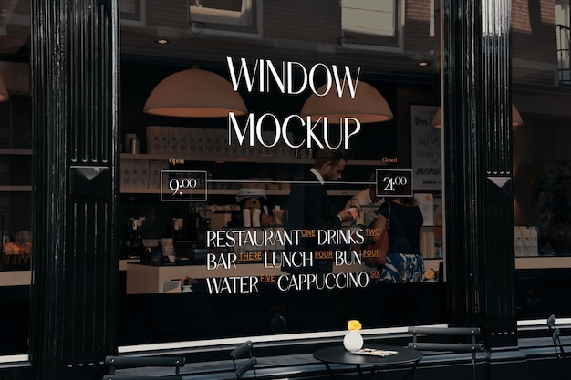 PSD restaurant window mockup