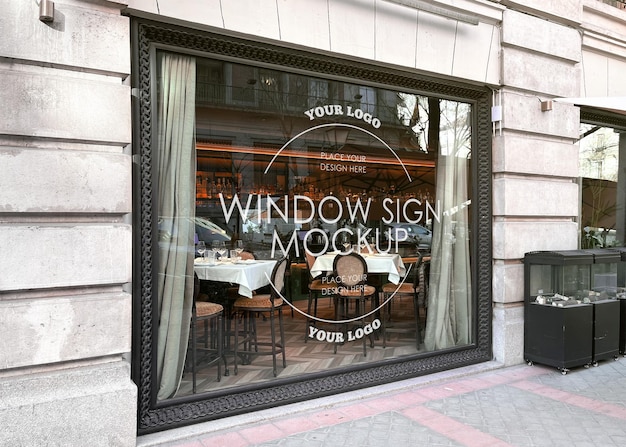 Restaurant window sign logo mockup