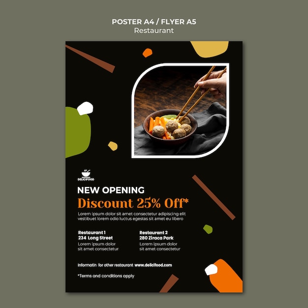 Restaurant with discount poster template