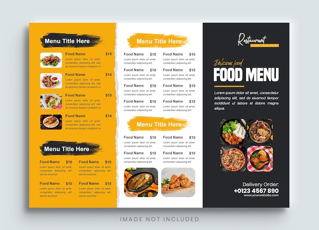 Restaurants eten driebladige menusjabloon
