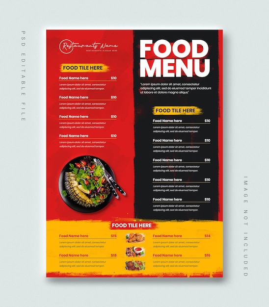 Restaurants food menu poster template