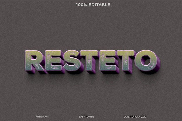 Restero text effect font editable typography 3d text style