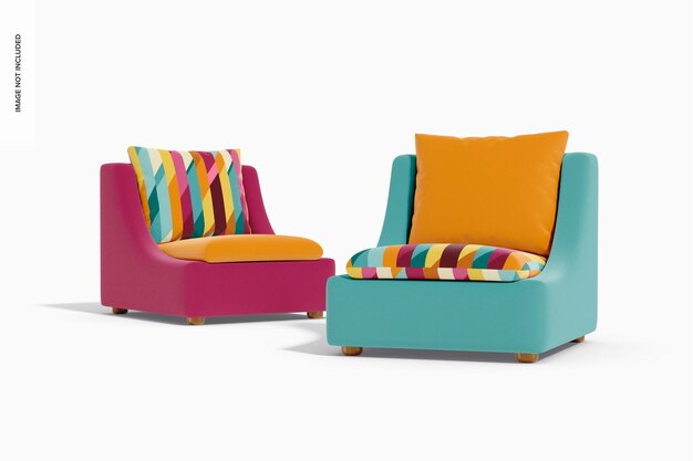 Resting Armchairs Mockup, Left and Right View