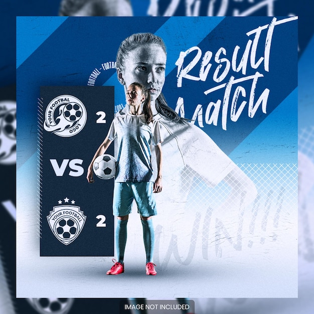 Result match soccer social media flyer banner