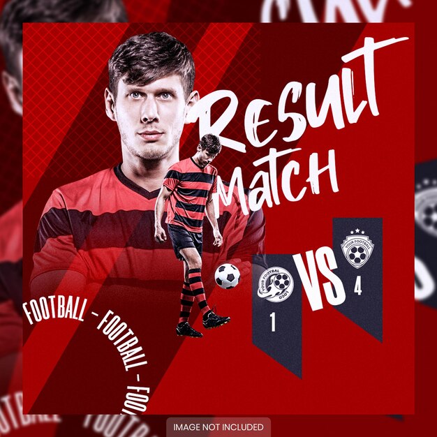 Premium PSD Result match soccer social media flyer banner