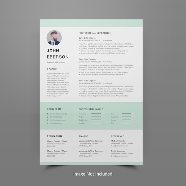 Resume or CV template editable 