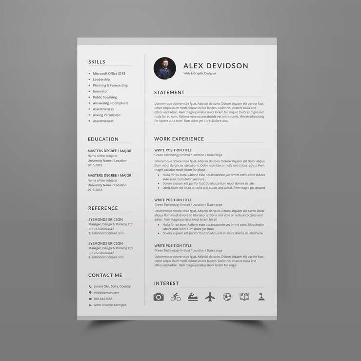 Резюме или CV шаблон редактируемый