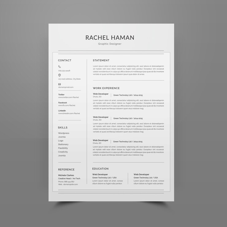 Резюме или CV шаблон редактируемый