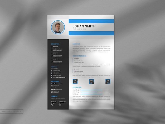 PSD resume cv template with modern clean mockup