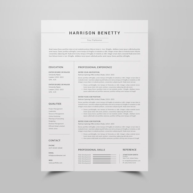 PSD resume cv template