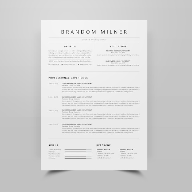 PSD resume cv template