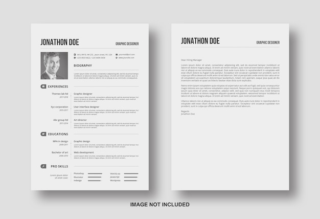 Resume cv with cover letter design template