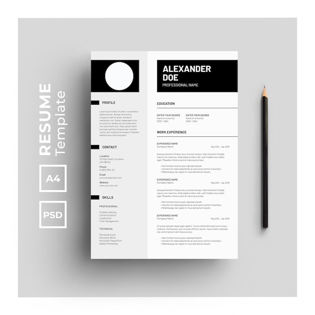 Resume template with minimalist design