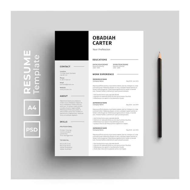 Resume template with minimalist design