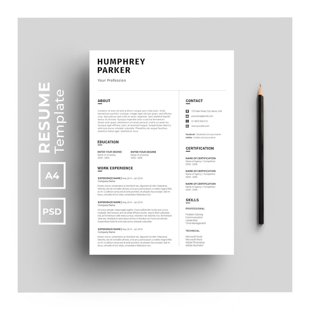 Resume template with minimalist design