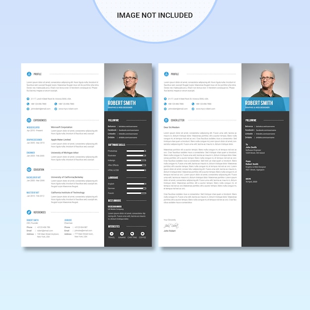 Resume template with photograph