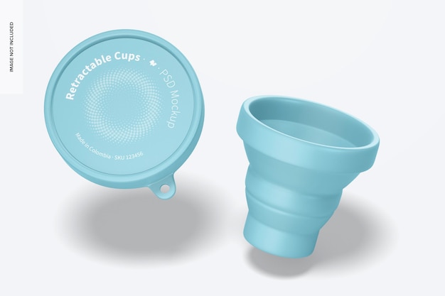 Retractable cup mockup, falling