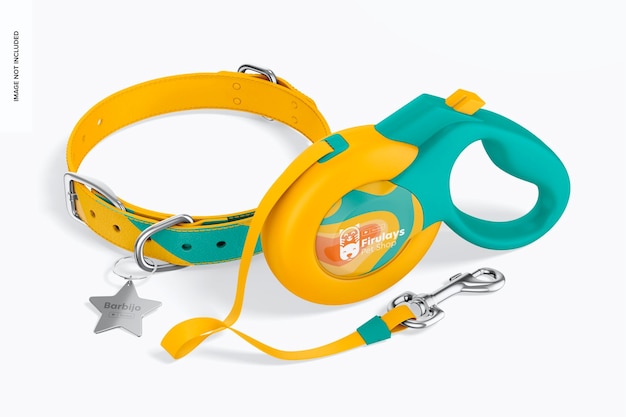 Retractable Dog Leash Mockup, with Collar