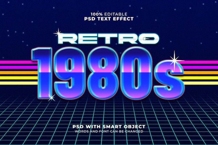 PSD retro 1980’ler metin efekti