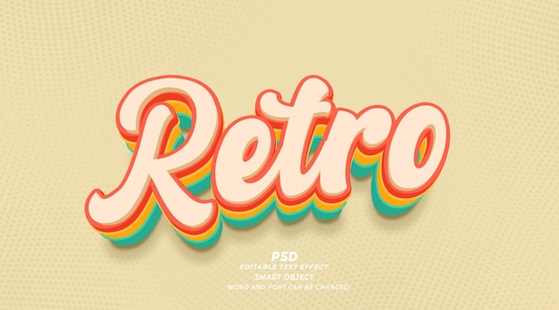 Retro 3d bewerkbare photoshop teksteffectstijl