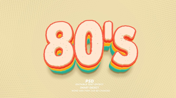 PSD retro 3d editable photoshop text effect style