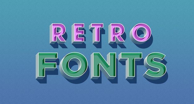 Retro 3d fonts text style effect