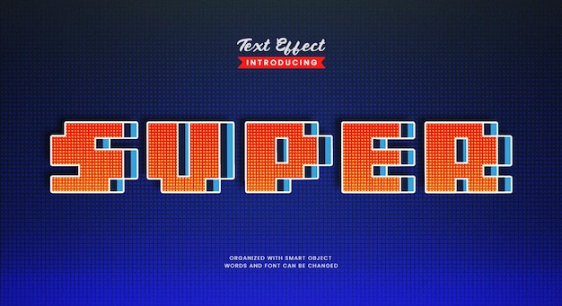 PSD retro 3d pixel style editable text effect arcade game typography