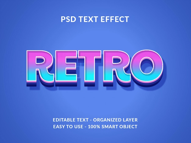 Retro 3d-tekststijleffect mockup met kleurverloopstijl