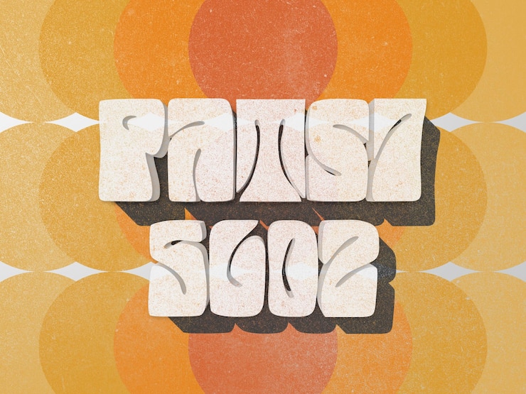PSD retro 70s style text effect psd editable