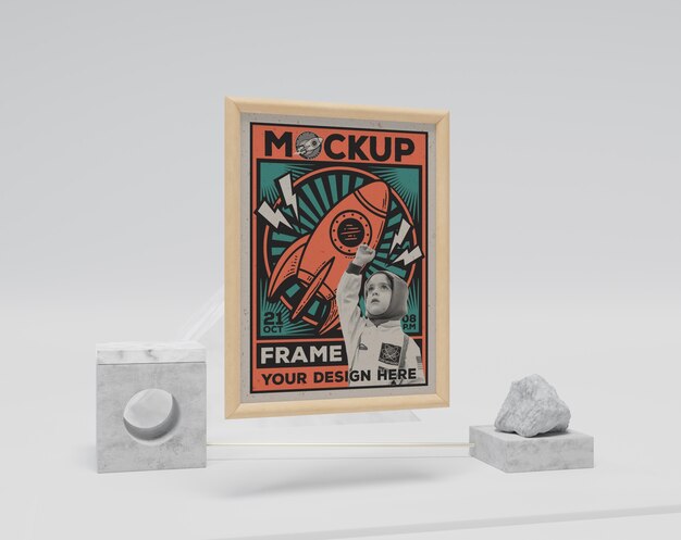 Retro abstract frame and items mockup