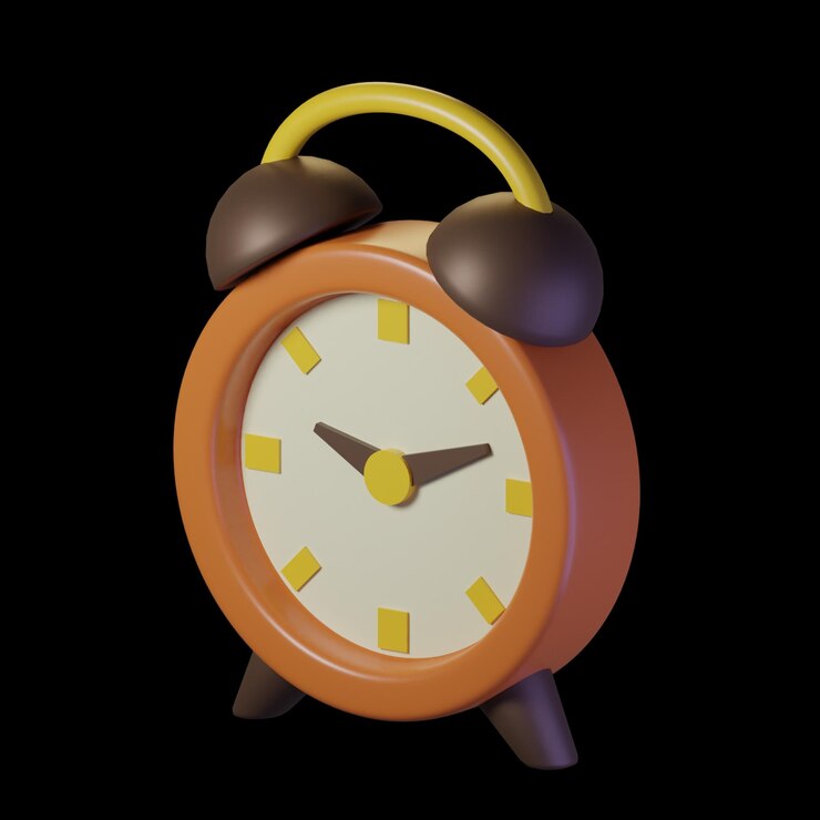 PSD retro alarm clock isolated on white background 3d illustration high resolution