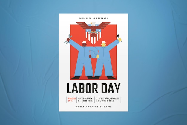 Retro Amerikaanse Dag van de Arbeid Flyer