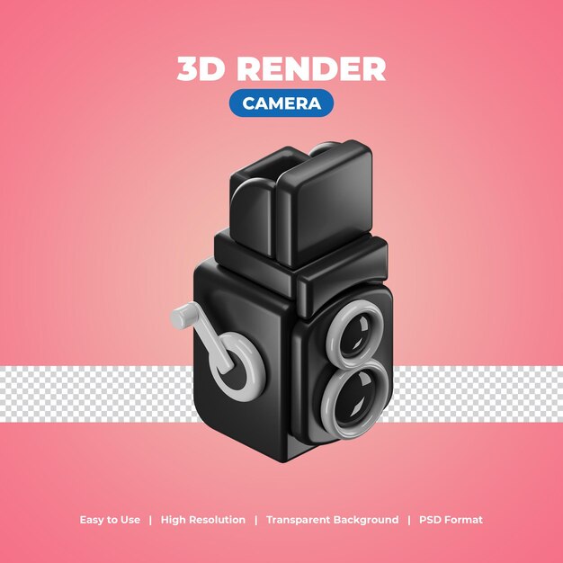 PSD retro aparat z 3d renderowania ikona ilustracja