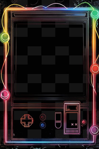 Retro Arcade Frame Art met joystick en pixelated Game Char Y2K Shape Creatief tekenbord decor