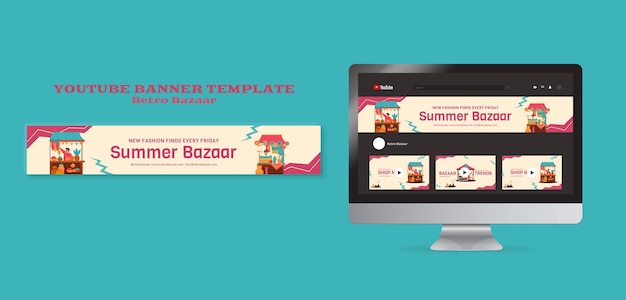 PSD retro bazaar youtube banner template