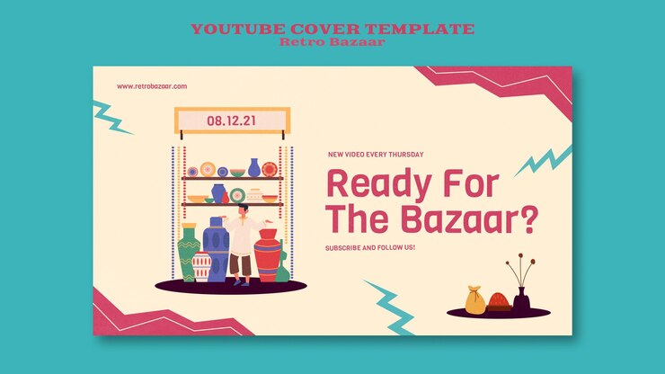 PSD retro bazaar youtube cover template