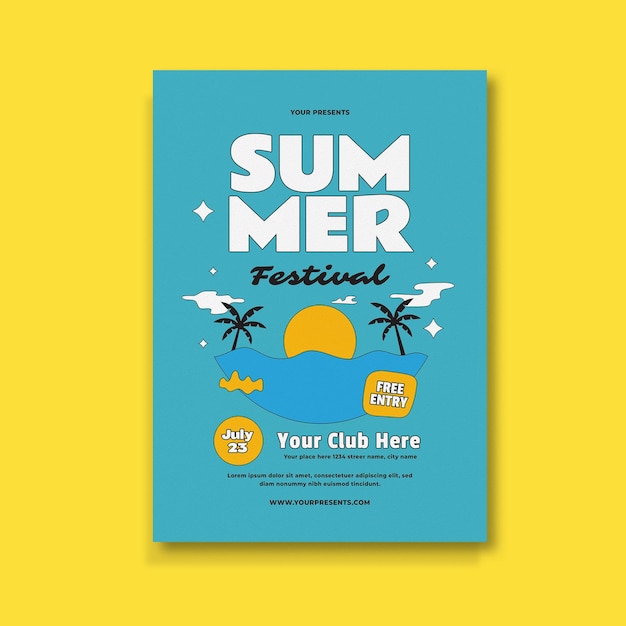 PSD 레트로 해변 summerfest 전단지