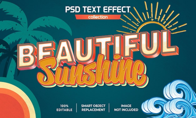 PSD retro beautiful sunshine text effect