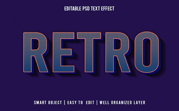 PSD retro bewerkbare teksteffectstijl